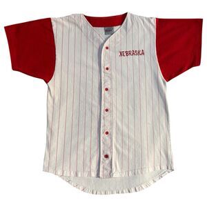 Vintage 90s Nebraska Cornhuskers Pinstripe Baseball Jersey Shirt M USA Badger